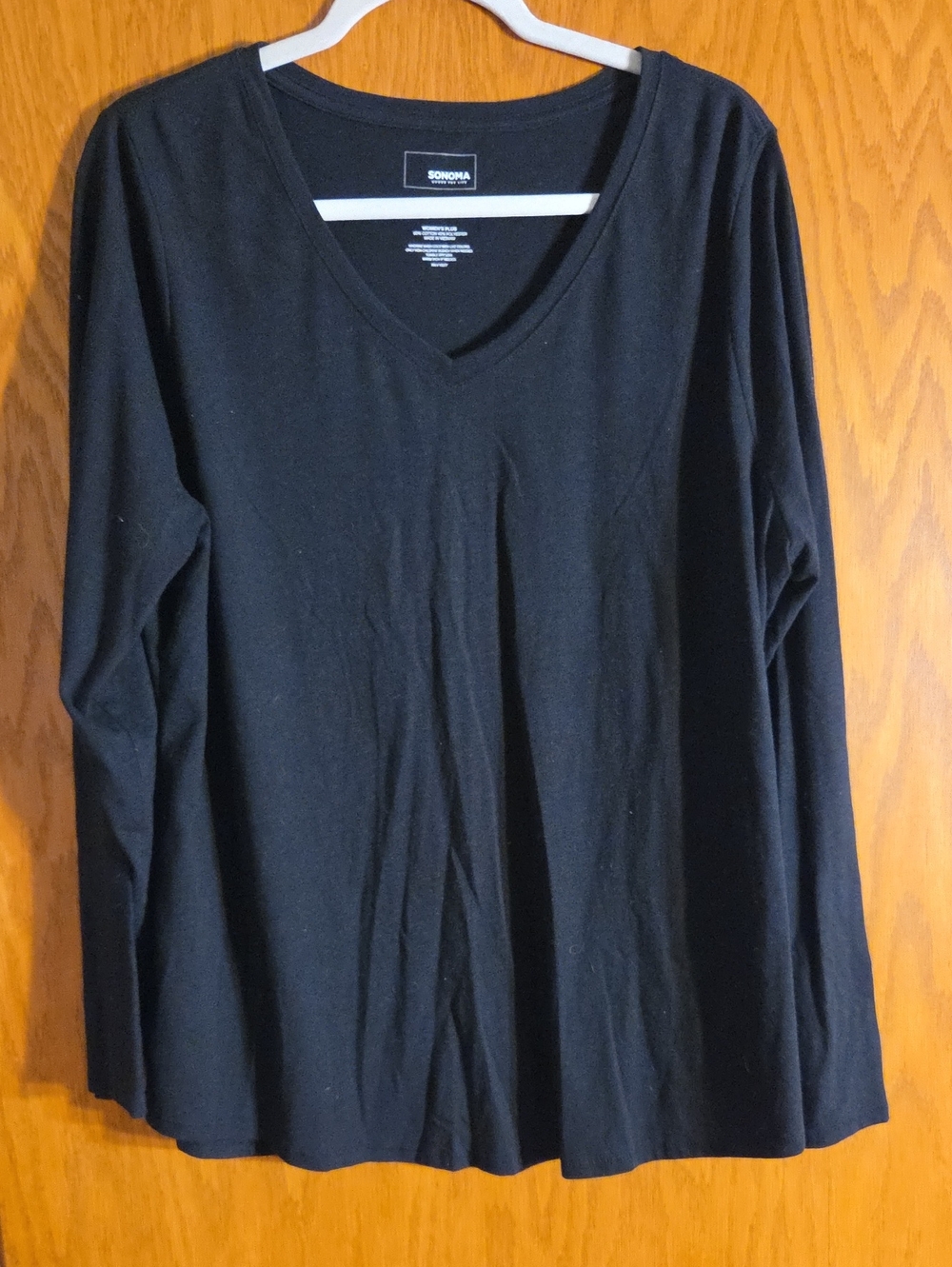 Sonoma Black V-Neck Long Sleeve Tee Size 1x